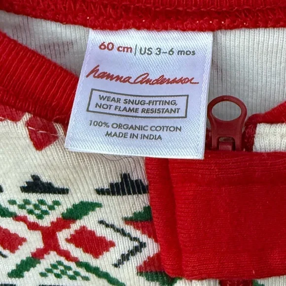 Hanna Andersson Festive Red and Cream Onesie - Picture 2 of 3